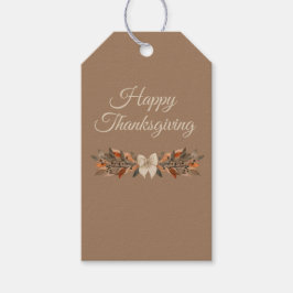 Neutral “Happy Thanksgiving” Gift Tag with Leaves ギフトタグ