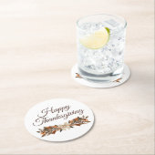 Neutral “Happy Thanksgiving” Paper Coaster ラウンドペーパーコースター (インサイチュ)