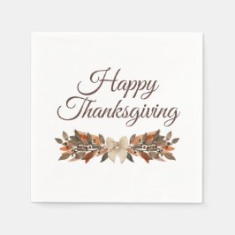 Neutral “Happy Thanksgiving” Paper Napkin スタンダードカクテルナプキン