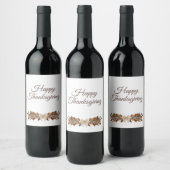 Neutral “Happy Thanksgiving” Wine Bottle Label Set ワインラベル (ボトル)