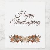 Neutral “Happy Thanksgiving” Wine Bottle Label Set ワインラベル (シングルラベル)