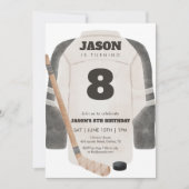 Neutral Hockey Jersey Birthday Sports Party 招待状 (正面)