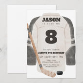Neutral Hockey Jersey Birthday Sports Party 招待状 (正面/裏面)