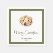 Neutral Holiday Christmas Tree Family Name Napkins スタンダードカクテルナプキン (正面)
