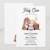 Neutral Holy Cow Farm Animals Baby Shower 招待状 (正面/裏面)