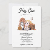 Neutral Holy Cow Farm Animals Baby Shower 招待状 (正面)