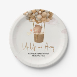 Neutral Hot Air Balloon Up and Away Baby Shower ペーパープレート