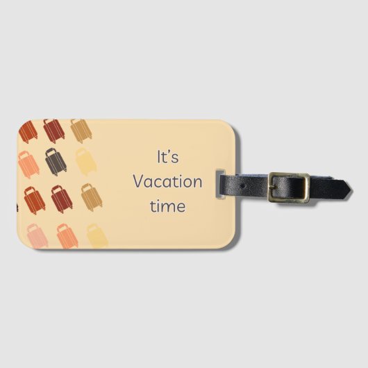 Neutral, It's Vacation Time with suitcases/luggage ラゲッジタグ (正面横)