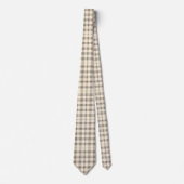 Neutral Ivory and Black Gingham Plaid ネクタイ (正面)