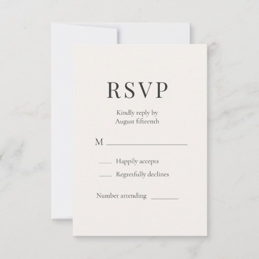 Neutral Ivory Minimalist Wedding RSVP  (正面)