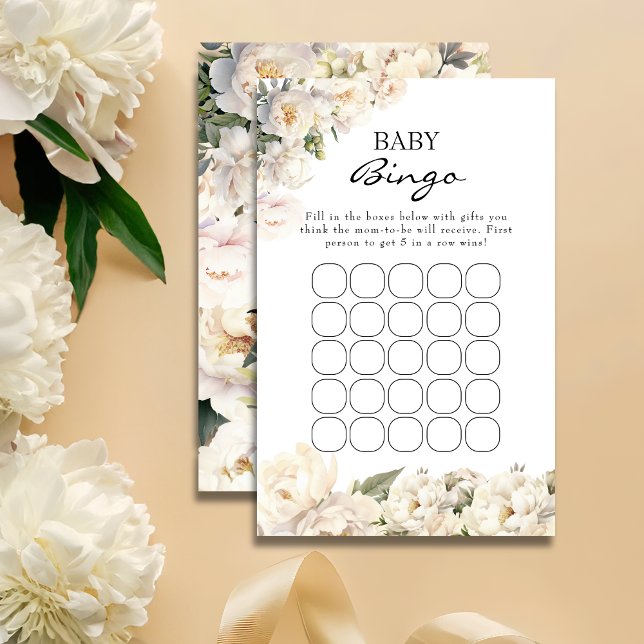 Neutral Ivory Peony Baby Bingo Game (クリエイターアップロード済み)