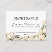 Neutral Ivory Peony Diaper Raffle Floral エンクロージャーカード (正面)
