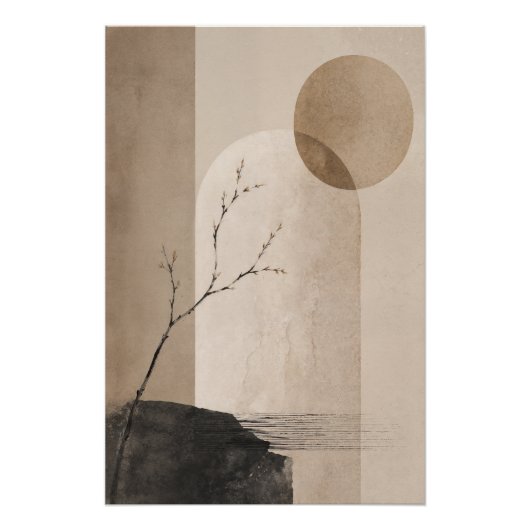 Neutral Japandi Poster – Minimalist Wabi Sabi ポスター (正面)