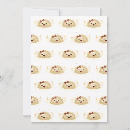 Neutral Kawaii Asian Bow Dumpling Baby Shower  招待状 (裏面)