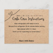 Neutral Kraft Bakery Cake Care Instructions サンキューカード (正面)