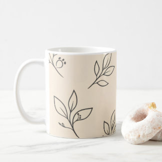 Neutral Leaf Mug | Beige Coffee Mug コーヒーマグカップ