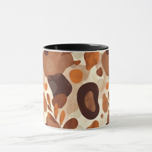 Neutral Leaves & Shapes Mug – Artistic Boho Patter マグカップ (中央)