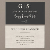 Neutral Linen Elegant Minimalist Monogram  名刺