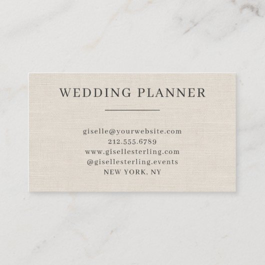 Neutral Linen Elegant Minimalist Monogram  名刺 (裏面)