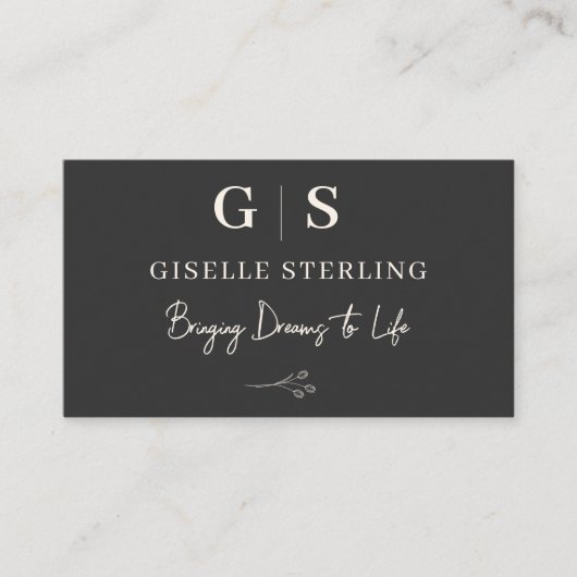 Neutral Linen Elegant Minimalist Monogram  名刺 (正面)