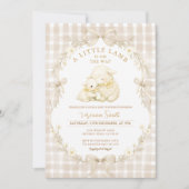 Neutral Little Lamb Baby Shower Invitation 招待状 (正面)