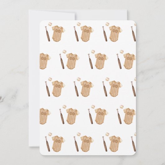 Neutral Little Slugger Baseball Baby Shower 招待状 (裏面)