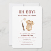 Neutral Little Slugger Baseball Baby Shower 招待状 (正面)