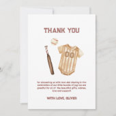 Neutral Little Slugger Baseball Boy Baby Shower  サンキューカード (正面)