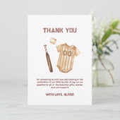 Neutral Little Slugger Baseball Boy Baby Shower  サンキューカード (スタンド正面)