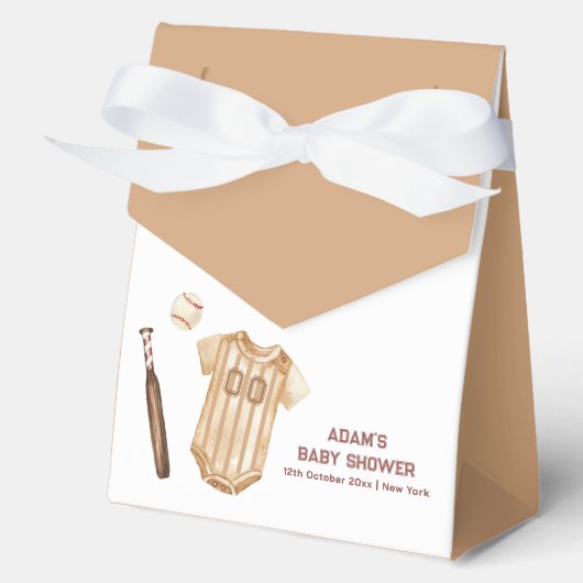 Neutral Little Slugger Baseball Boy Baby Shower フェイバーボックス (正面)