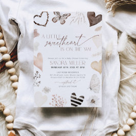 Neutral Little Sweetheart Valentine Baby Shower 招待状