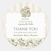 Neutral Lucky Little Player Mahjong Baby Shower ラウンドシール (正面)