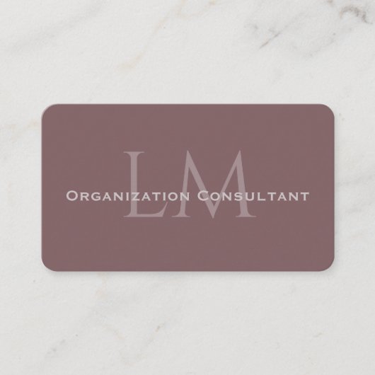 Neutral Mauve Taupe Monogram Business Card 名刺 (正面)