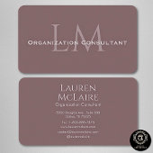 Neutral Mauve Taupe Monogram Business Card 名刺