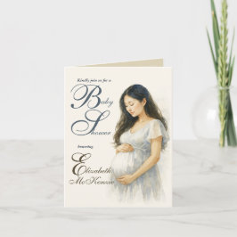 Neutral Minimal Baby Shower Asian Mom to be 招待状