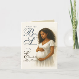 Neutral Minimal Baby Shower Black Mom to be 招待状