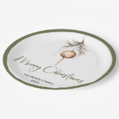 Neutral Minimal Christmas Custom Family Name Plate ペーパープレート (アングル)