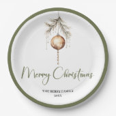 Neutral Minimal Christmas Custom Family Name Plate ペーパープレート (正面)