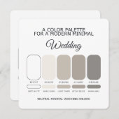 Neutral Minimal Wedding Color Palette Card 招待状 (正面/裏面)