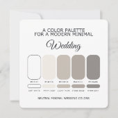 Neutral Minimal Wedding Color Palette Card 招待状 (正面)