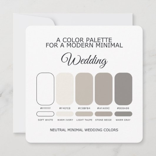 Neutral Minimal Wedding Color Palette Card 招待状 (正面)