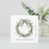 Neutral Minimalist Boho Christmas Wreath Corporate シーズンカード (スタンド正面)