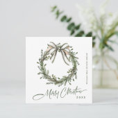 Neutral Minimalist Boho Christmas Wreath Corporate シーズンカード (スタンド正面)