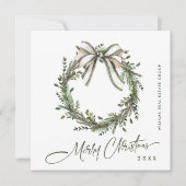 Neutral Minimalist Boho Christmas Wreath Corporate シーズンカード (正面)