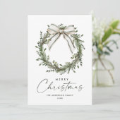 Neutral Minimalist Boho Christmas Wreath Photo シーズンカード (スタンド正面)