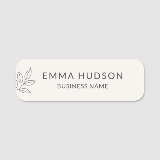 Neutral Minimalist Botanical Small Business  名札 (正面)