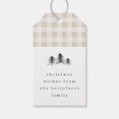 Neutral Minimalist Plaid Pine Tree Christmas ギフトタグ (正面)