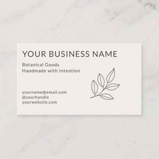 Neutral Minimalist Simple Botanical Small 名刺 (正面)