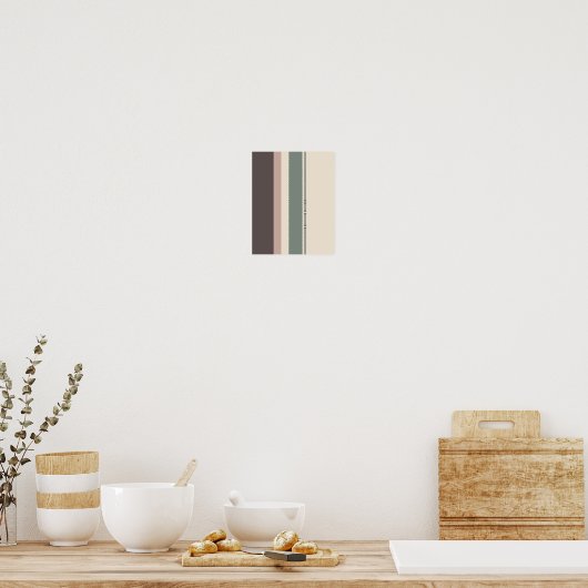 Neutral Minimalist Striped Art –Modern Pastel ポスター (キッチン)
