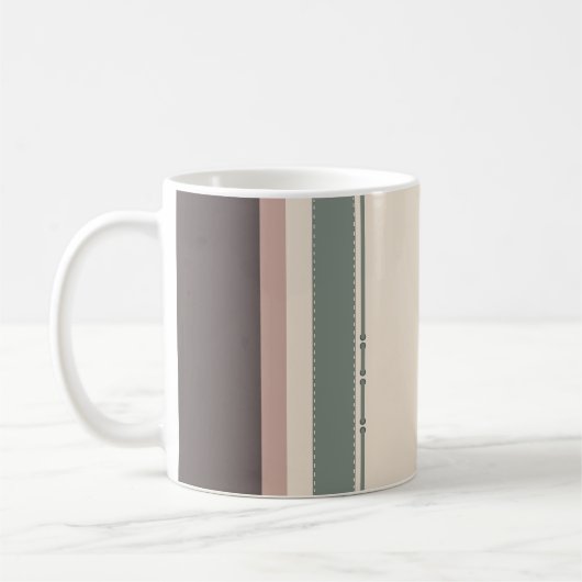 Neutral Minimalist Striped Mug – Pastel Modern コーヒーマグカップ (左)